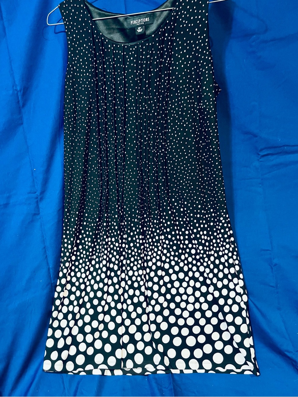 Perceptions Size 6 Petite Black White Ombre Polka Dot Sleeveless Midi Dress